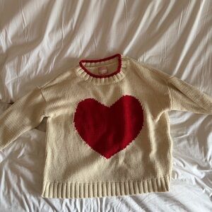 Show Me Your MuMu Cream and Red Sweet Heart Sweater